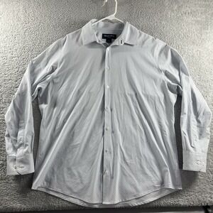 Mizzen Main Leeward Pattern Dress Shirt Mens Large Classic White Blue